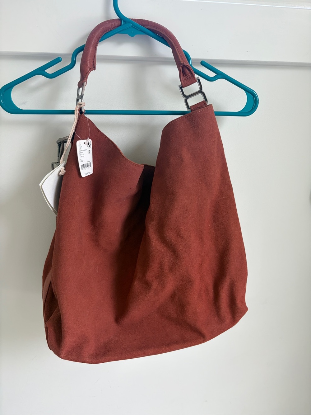 Free People Women's Rust Suede Shoulder Hobo Bag -100% Leather, NWT